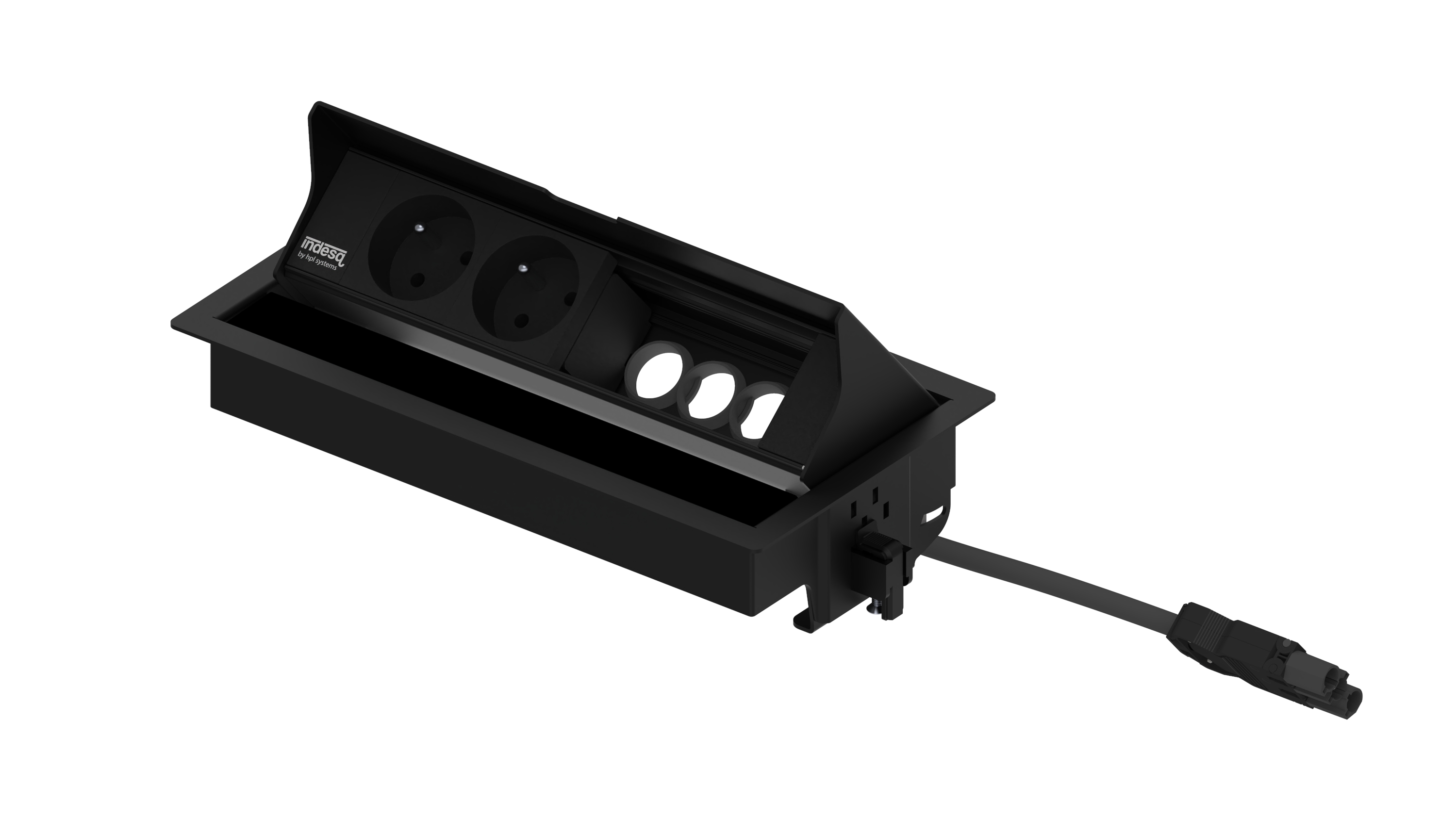 Indesq Joule bloc encastrable – 2x prises + 2x M45 vides – noir