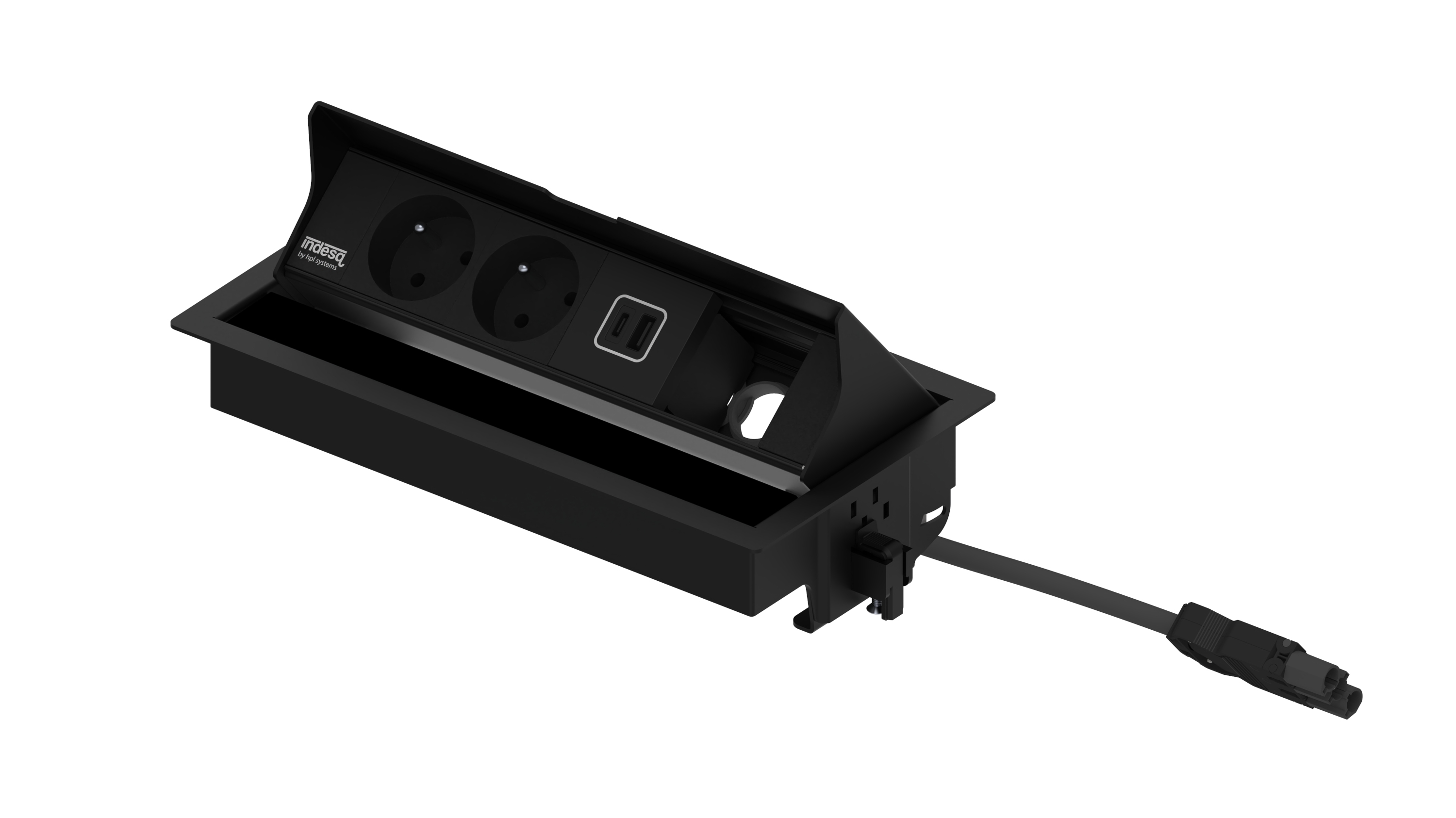 Indesq Joule bloc encastrable – 2x prises + 1x USB A-C + 1x M45 – noir