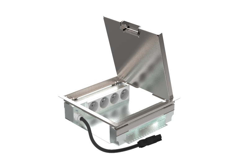 HPL boîte de sol Basic 72mm 4x prise+8xdécoupe données - couvercle T15