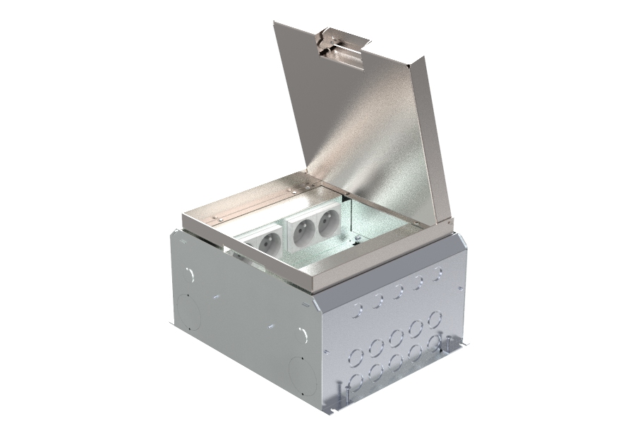 HPL boîte de sol 150mm 4x prise + 10x découpe données couvercle T25ZR