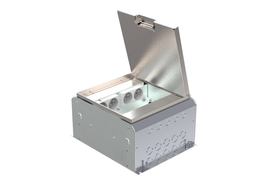 HPL boîte de sol 150mm 4x prise + 10x découpe données couvercle T15ZR