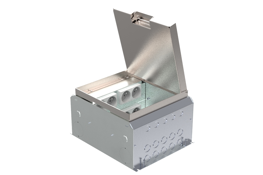 HPL boîte de sol 150mm 8x prise + 10x découpe données couvercle T25ZR