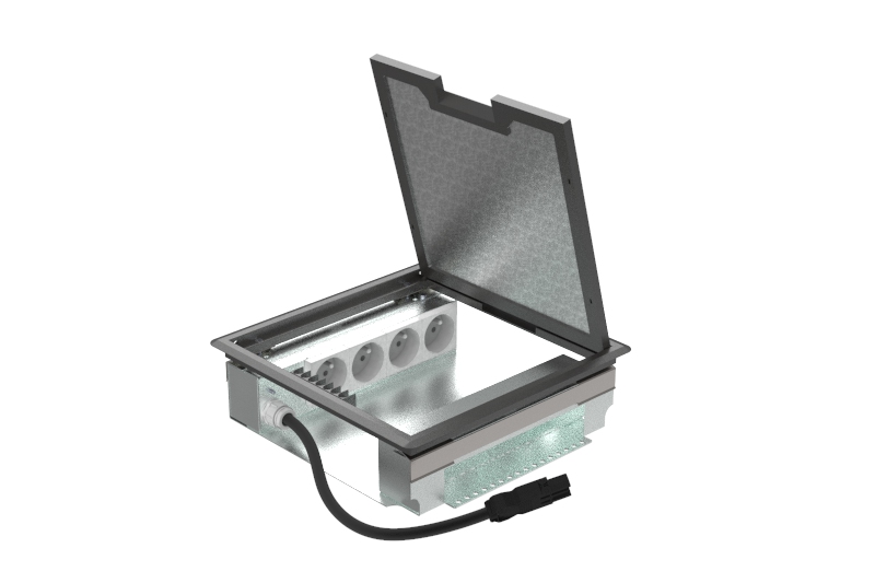 HPL boîte de sol Basic 72mm 4xprise + 8xdécoupe données - couvercle T3