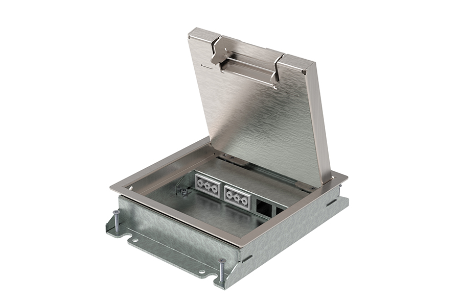 HPL Powerbox150 instort 34mm 2x GST + 2x Datasp. - RVS S15 klapdeksel