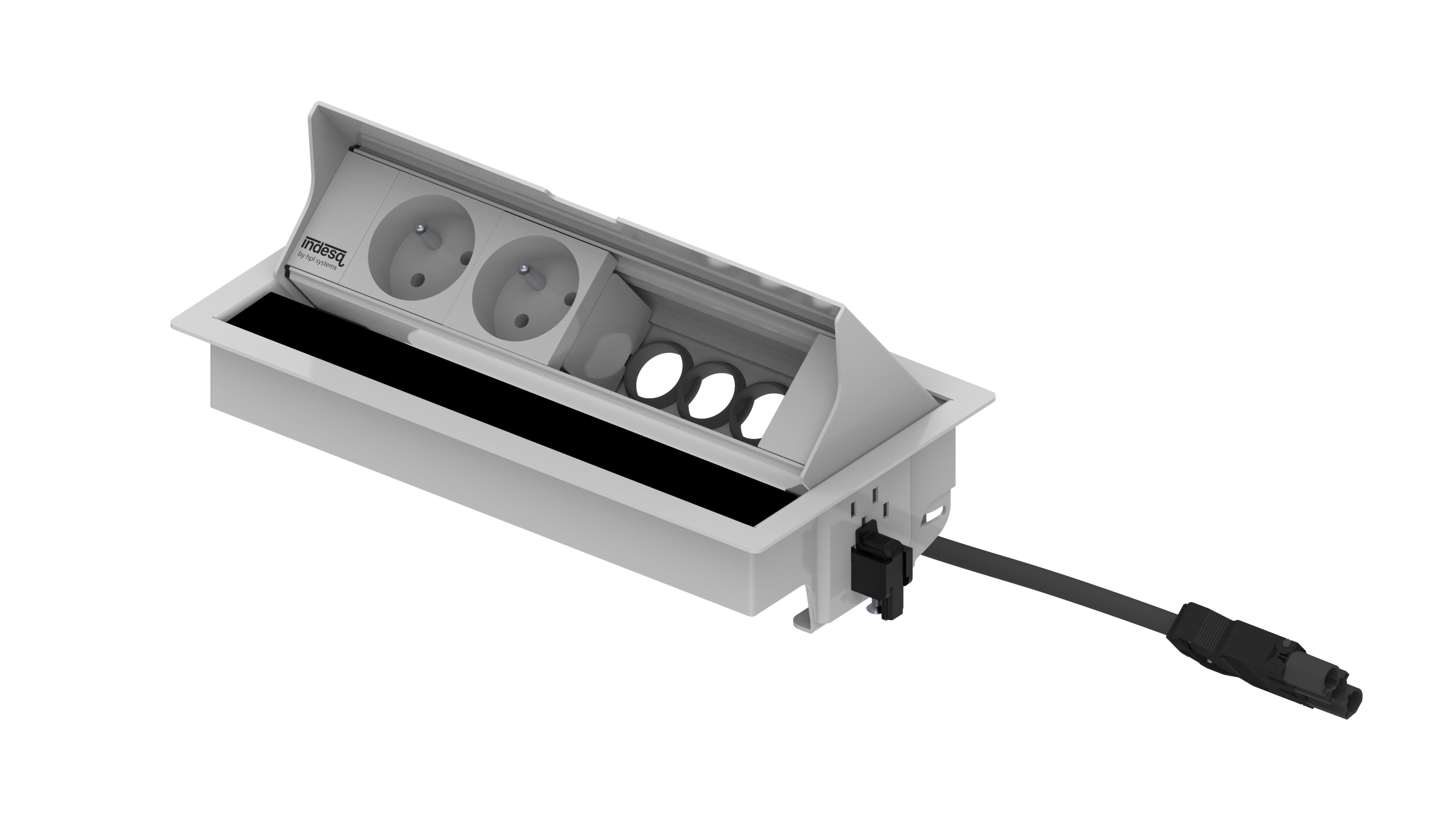 Prise encastrée Indesq Joule – 2x prises + 2x emplacements M45 – blanc