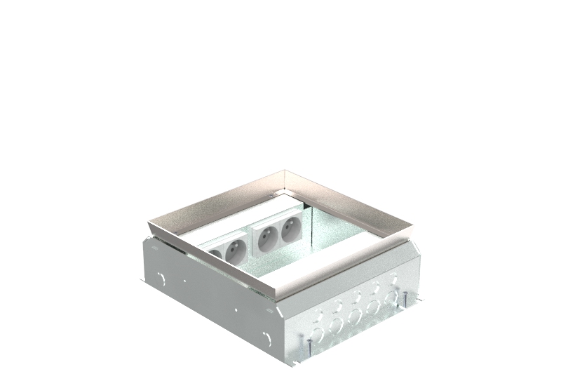 HPL boîte de sol 80mm 4xPrise +4xDécoupe 45x45mm couvercle T25ZR IP54
