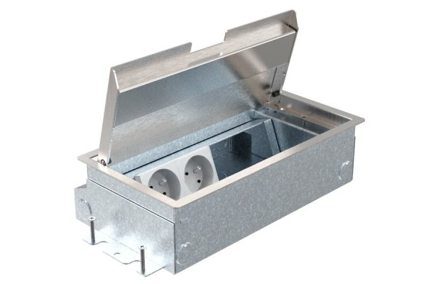 HPL Servicebox+ vloercontactdoos 65mm 2x WCD penaarde + 2x M45 leeg