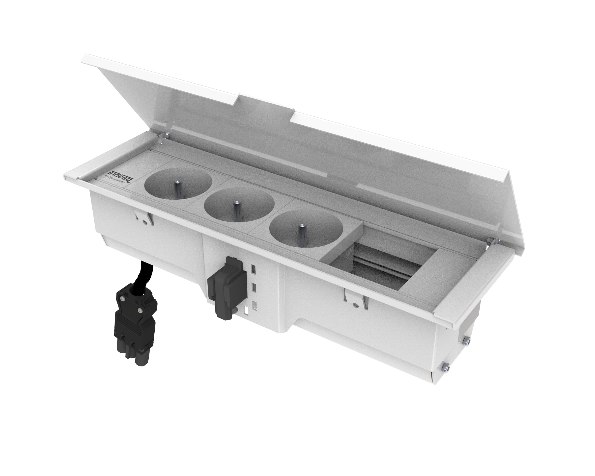 Indesq Hertz+ bloc encastrable – 3x prises + 1x M45 vide – blanc