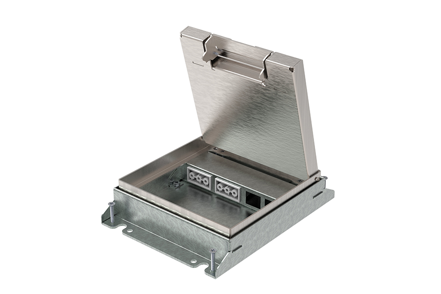 HPL Powerbox150 instort 34mm 2xGST + 2xDatasp. - RVS S15ZR klapdeksel
