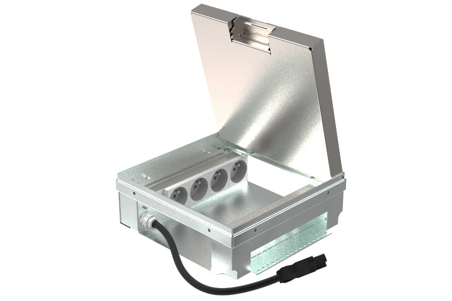 HPL vloerdoos Basic 72mm 4xWCD PA + 8xDatasp. - RVS T25ZR dekselset