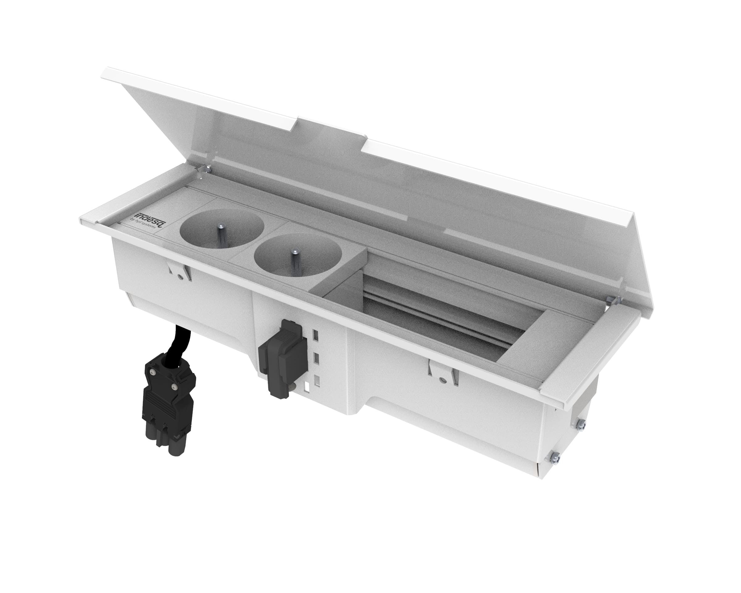 Indesq Hertz+ bloc encastrable – 2x prises + 2x M45 vides – blanc