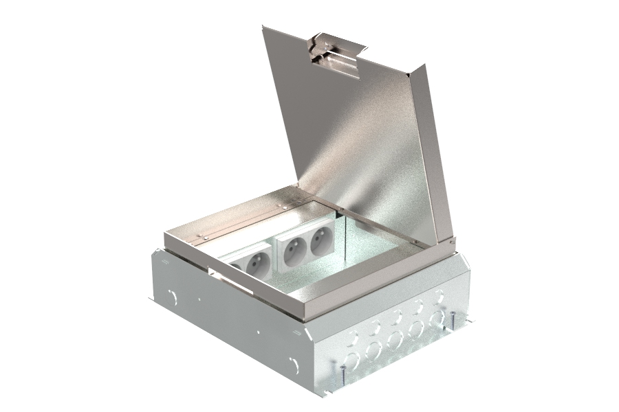 HPL boîte de sol 80mm 4x prises + 10x découpe données couvercle T25ZR