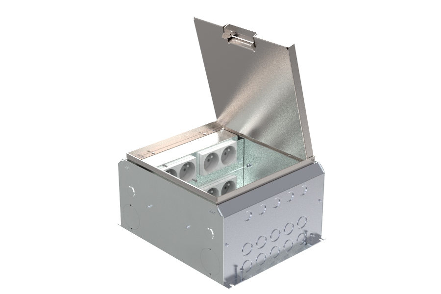 HPL boîte de sol 150mm 8x prise + 10x découpe données couvercle T15ZR