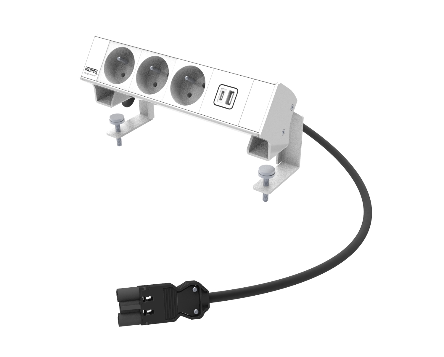Indesq Ampère bloc en saillie – 3 prises + 1 chargeur USB A-C – blanc