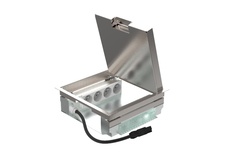 HPL boîte de sol Basic 72mm 4x prise+8xdécoupe données - couvercle T25