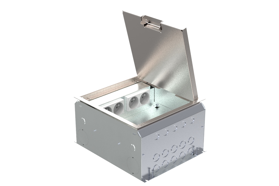 HPL boîte de sol 150mm 4x prise + 10x découpe données - couvercle T15