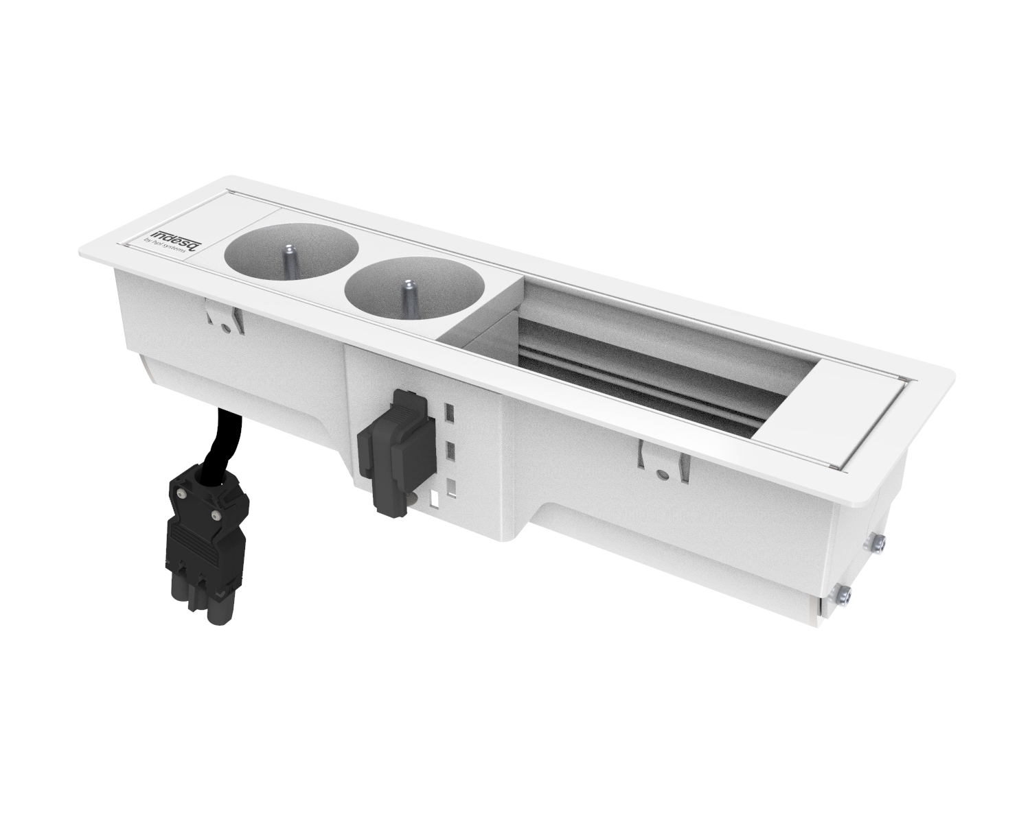 Indesq Hertz bloc encastrable – 2x prises + 2x M45 vides – blanc