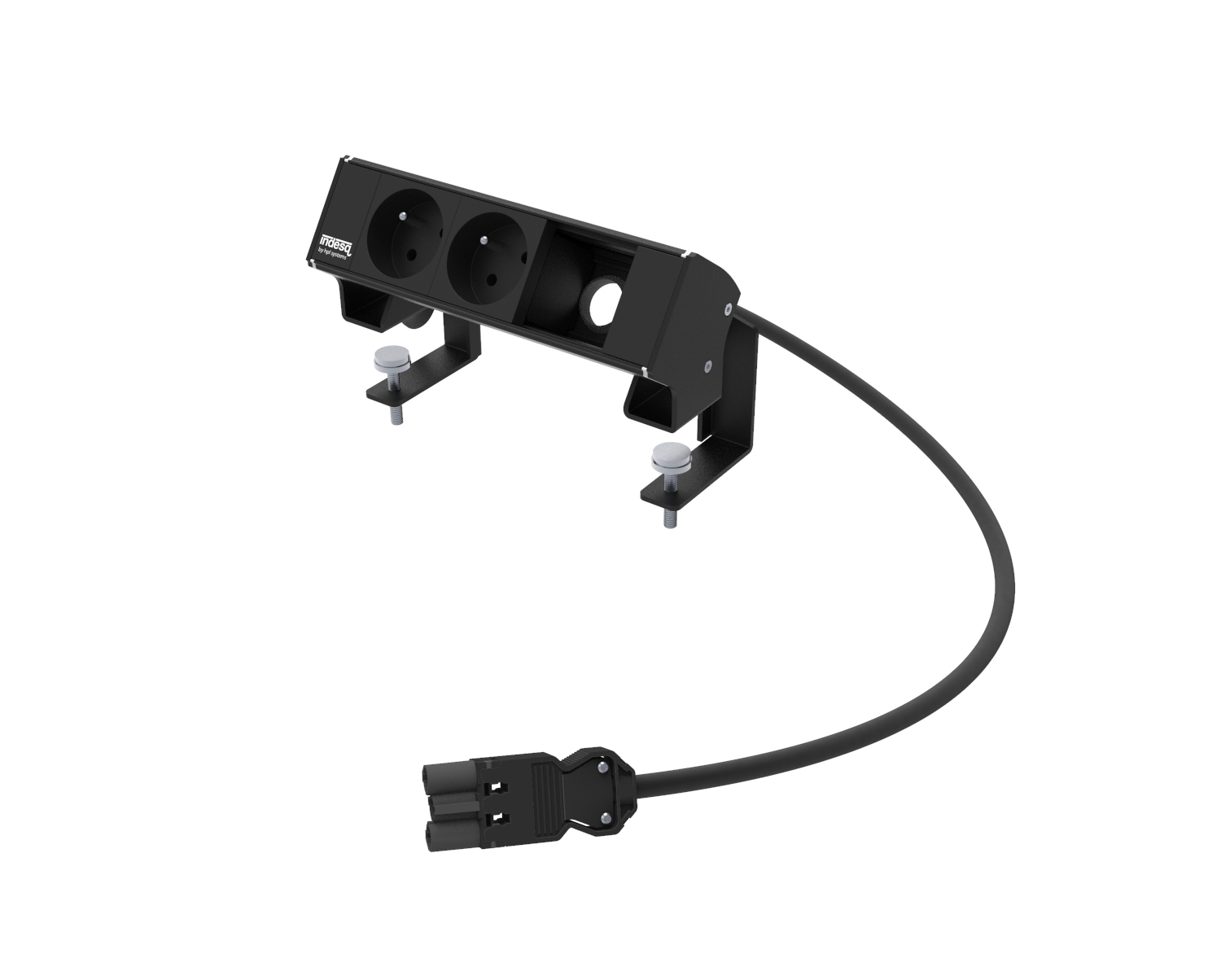 Indesq Ampère bloc en saillie – 2x prises + 1x M45 libre – noir