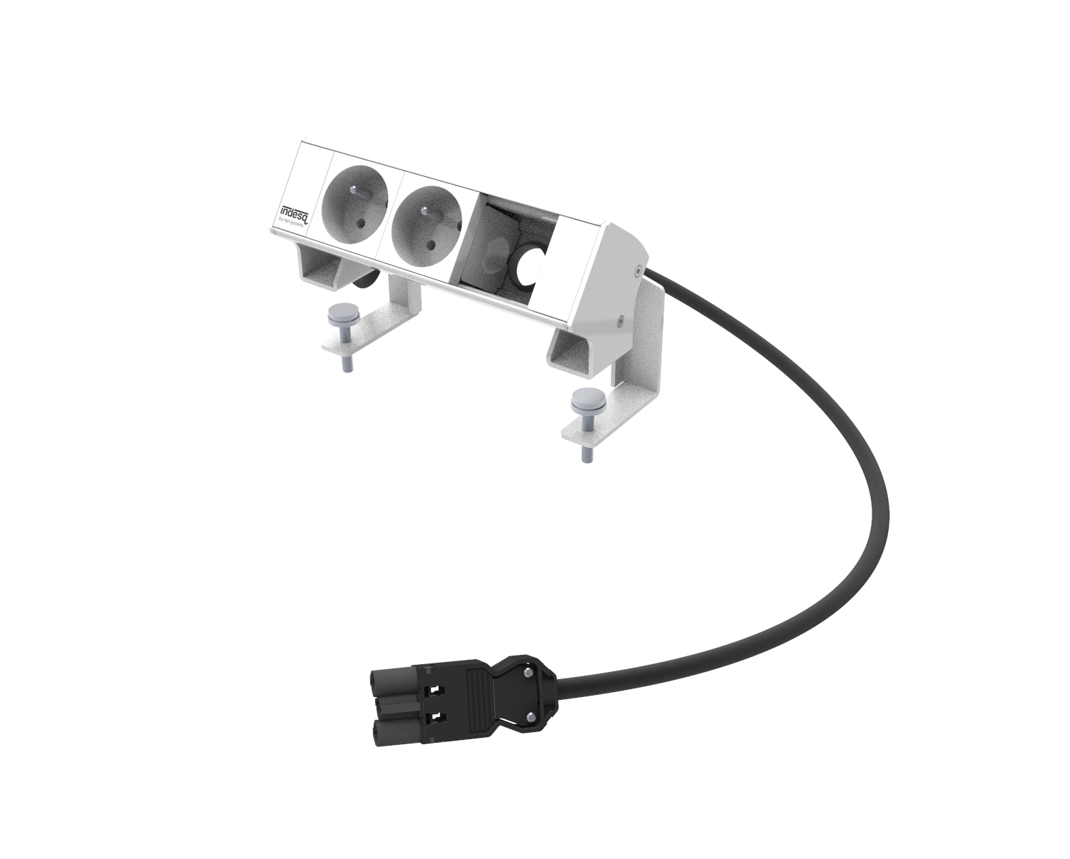 Indesq Ampère bloc en saillie – 2x prises + 1x M45 libre – blanc