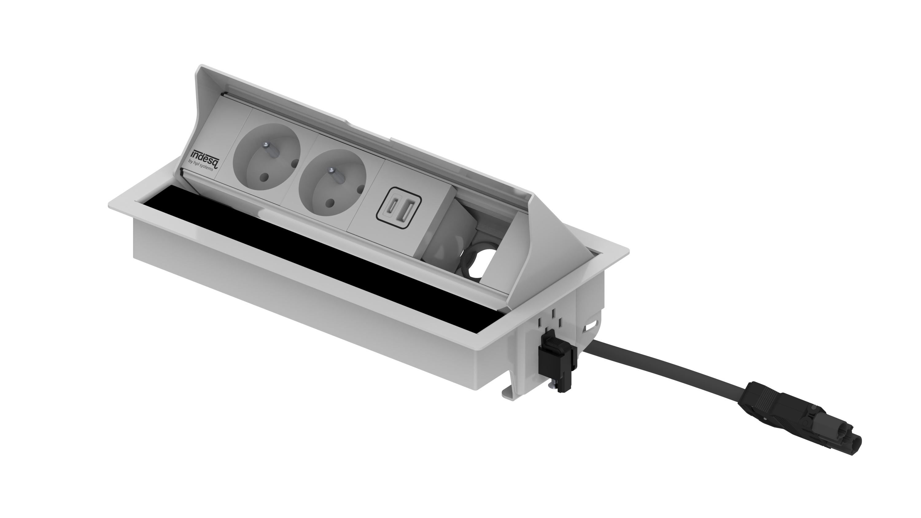 Indesq Joule prise encastrée – 2x prises + 1x USB A-C + 1x M45 – blanc