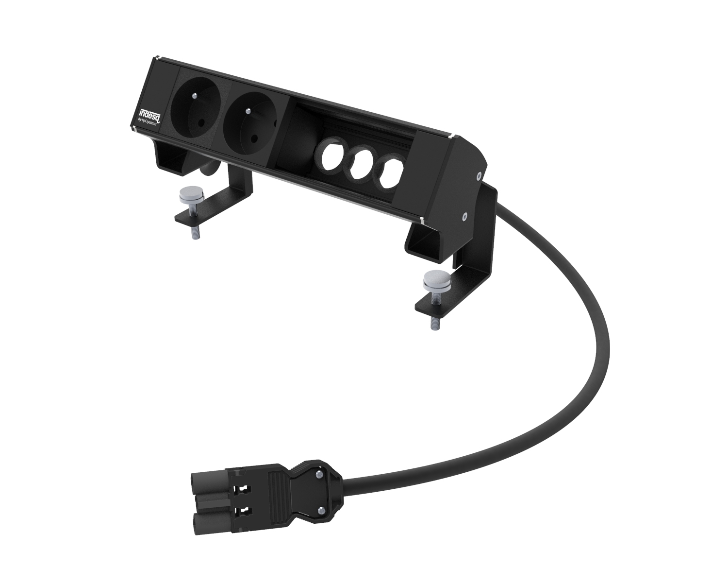 Bloc multiprise Indesq Ampère – 2 x prises + 2 x M45 vides – noir