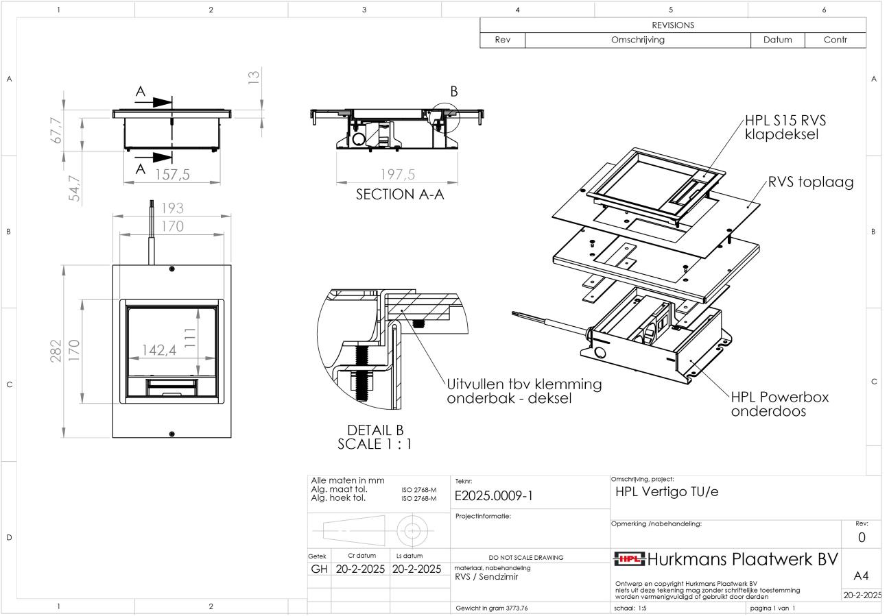 Technische tekening Vertigo maatwerk
