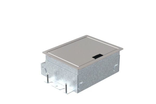 HPL Servicebox+ instort 65mm vloercontactdoos 2-voudig 1x WCD penaarde + 1x M45 – RVS deksel