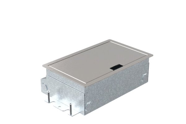 HPL Servicebox+ instort 65mm vloercontactdoos 3-voudig 2x WCD penaarde + 2x Data-uitsparing – RVS deksel