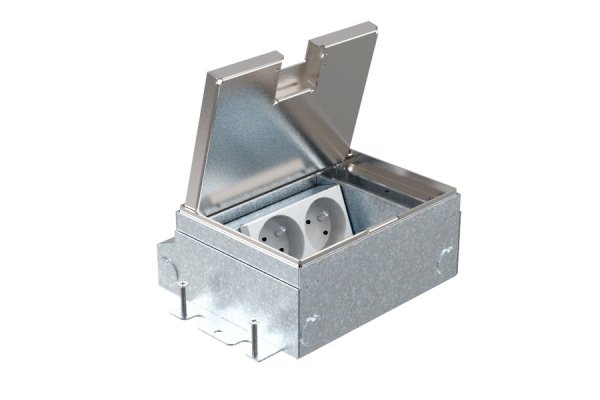 Boîtier de sol HPL Smartbox Pro 2 sortie, incluant 2 prises - couvercle en acier inoxydable X10