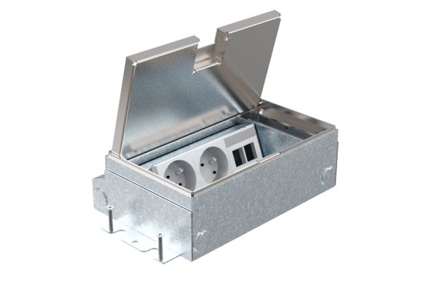HPL Smartbox Pro instort 65mm vloercontactdoos 3-voudig 2x WCD penaarde + 2x Data-uitsparing - X10 deksel