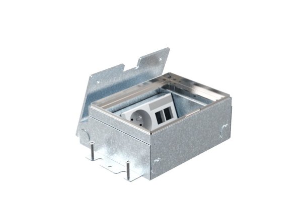 HPL Smartbox+ instort 65mm vloercontactdoos 2-voudig 1x WCD penaarde + 2x Data-uitsparing - X7-25 deksel